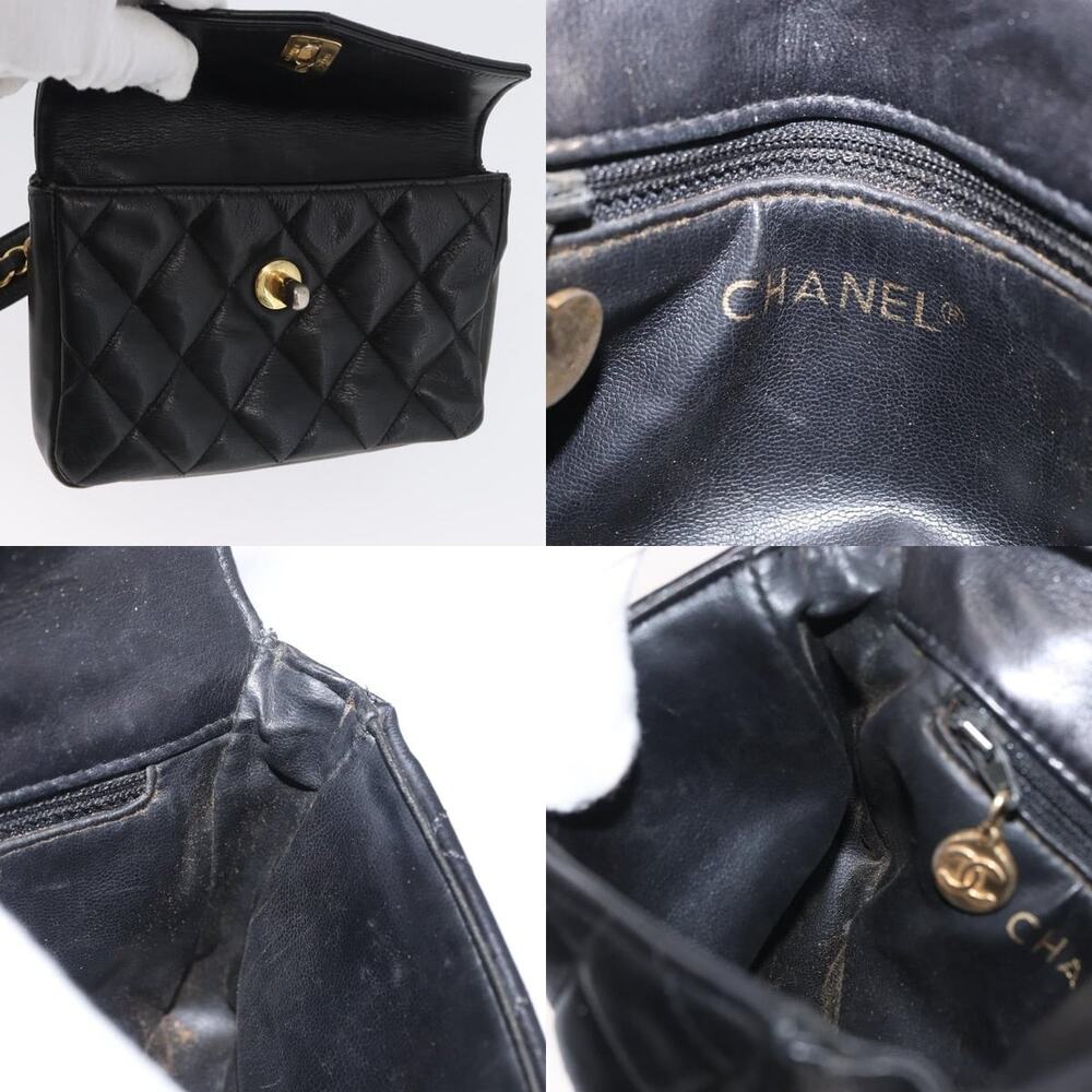 Chanel Matelasse Waist Bag Leather Black Gold CC - Picture 7 of 8